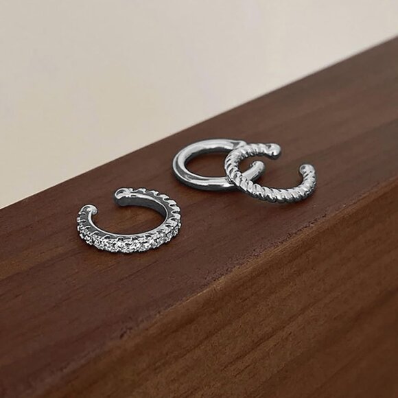 3PCS Ear Cuff Gold Silver Cuff Earrings for Women Teen Trendy Non Piercing Hypoa - Picture 5 of 8